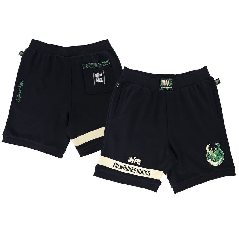 Two Hype Unisex Nba X   Black Milwaukee Bucks Culture & Hoops Premium Classic Fleece Shorts