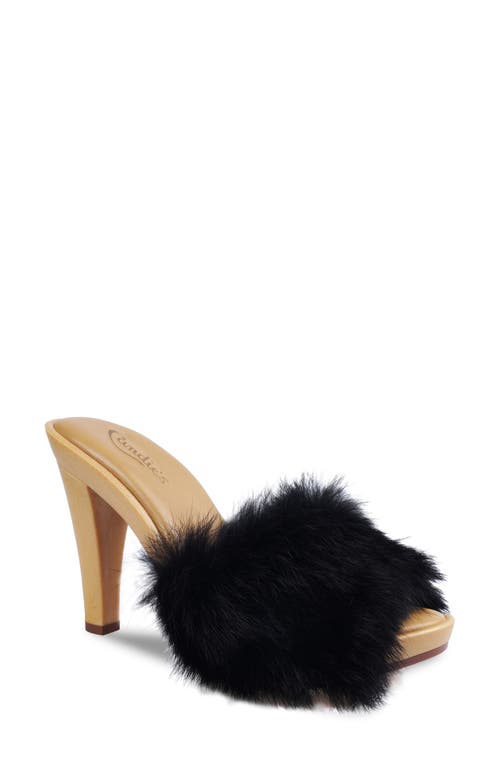 Shop Candies Candie's Celestine Faux Fur Side Sandal In Black