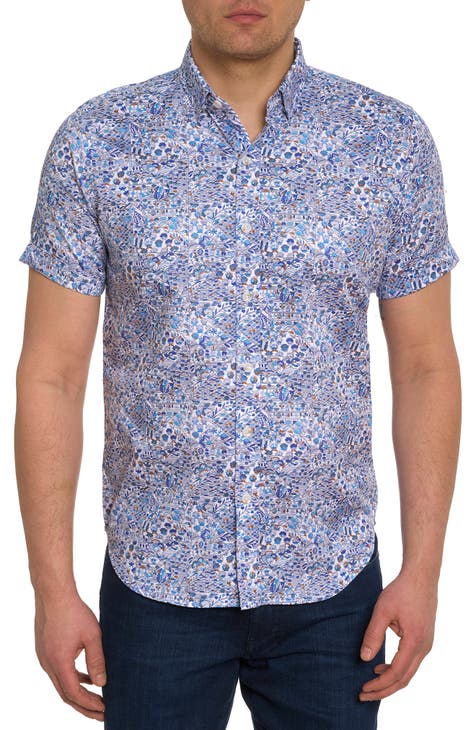 Lakeport Patchwork Print Short Sleeve Cotton Button-Down Shirt