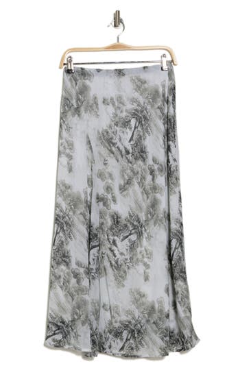 Elie Elie Tahari Print Bias Skirt In Ivory Foliage Autumn