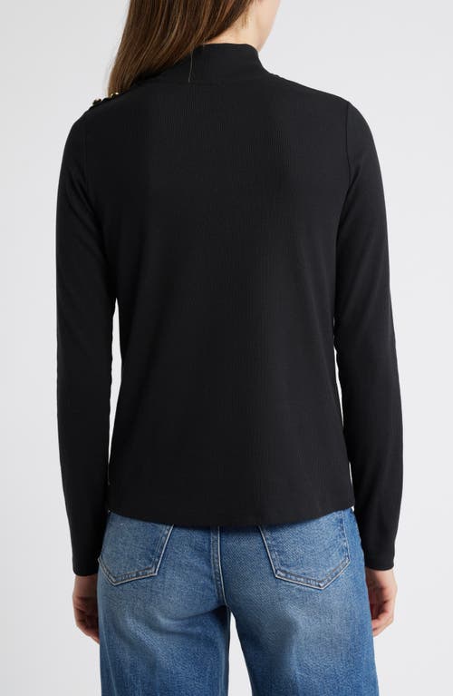 Shop Caslonr Caslon(r) Button Detail Mock Neck Rib Sweater In Black