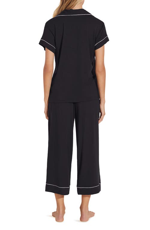 Shop Eberjey Gisele Jersey Knit Crop Pajamas In Black/sorbet Pink