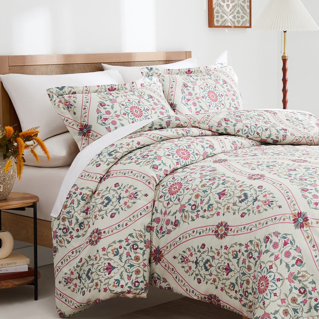 Southshore Fine Linens Kashmir Collection 3-piece Cotton Duvet Set In Cream