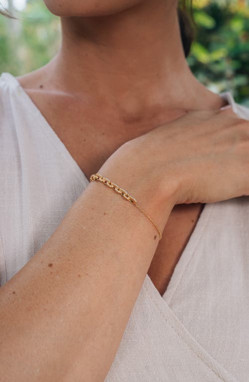 Sterling Forever Harley Cz Interlocking Chain Bracelet In Gold
