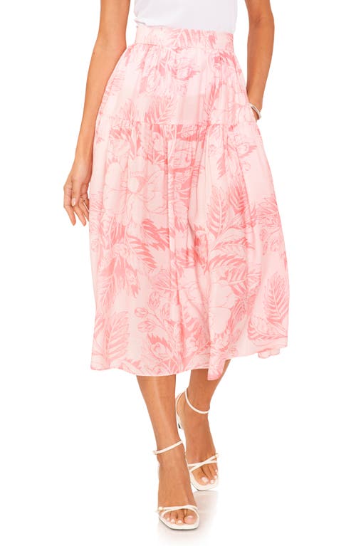Floral Print Midi Skirt in Rose Gauze