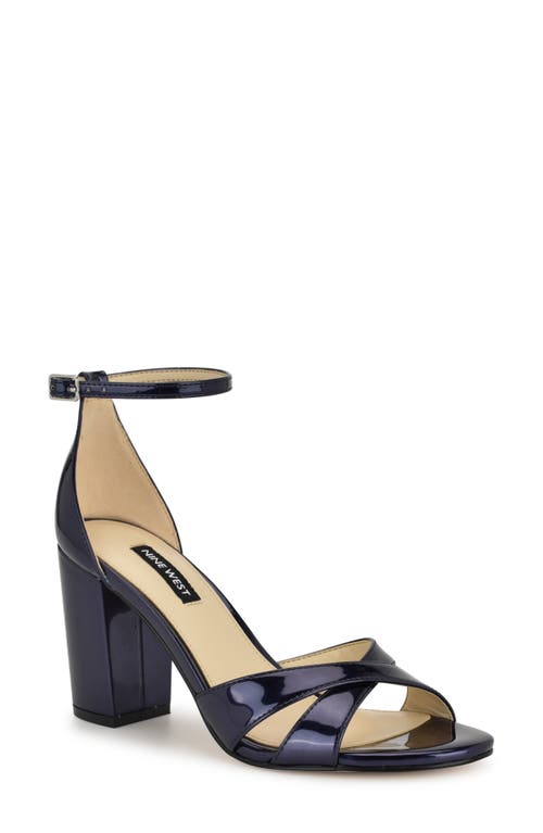 Nine West Saile Ankle Strap Sandal In Dark Blue