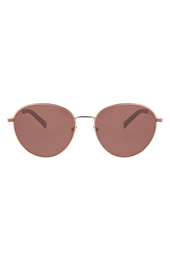 Hurley 60mm Polarized Round Sunglasses In Rose Gold