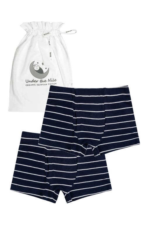 Under the Nile Kids' 2-Pack Organic Cotton Boxer Briefs in Navy at Nordstrom