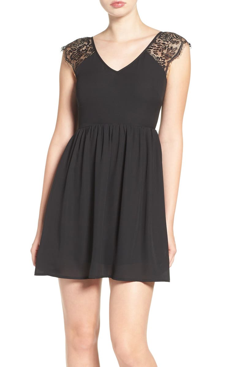 NSR Lace Sleeve Fit & Flare Dress | Nordstrom