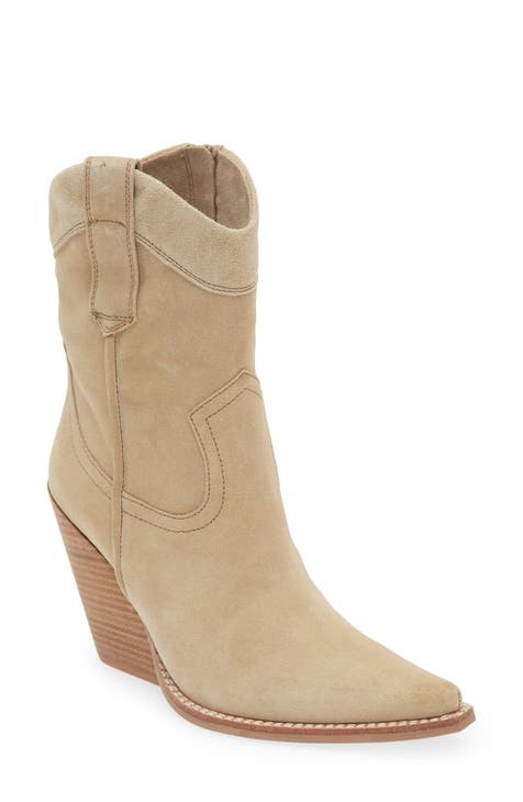 Phase Eight Suede Cowboy Ankle Boots, Tan, 3