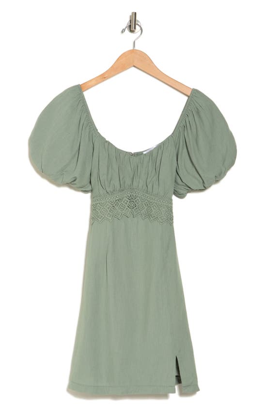 Row A Puff Sleeve Dress In Olive