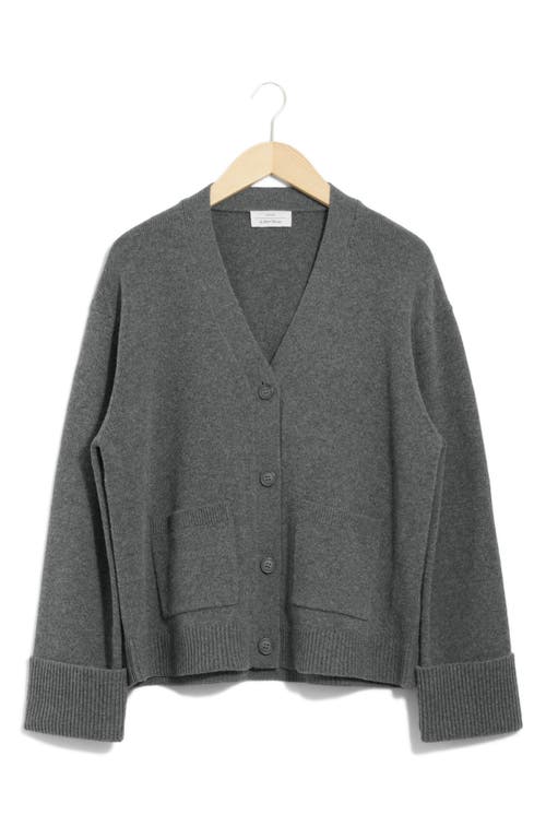 Shop & Other Stories Wool & Cotton Blend Cardigan In Grey Dark