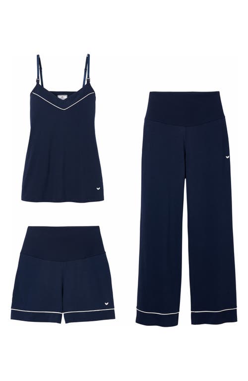 Petite Plume 3-Piece Cotton Maternity Set in Navy at Nordstrom, Size X-Small