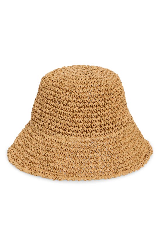 Shop Bp. Crochet Stitch Straw Bucket Hat In Natural