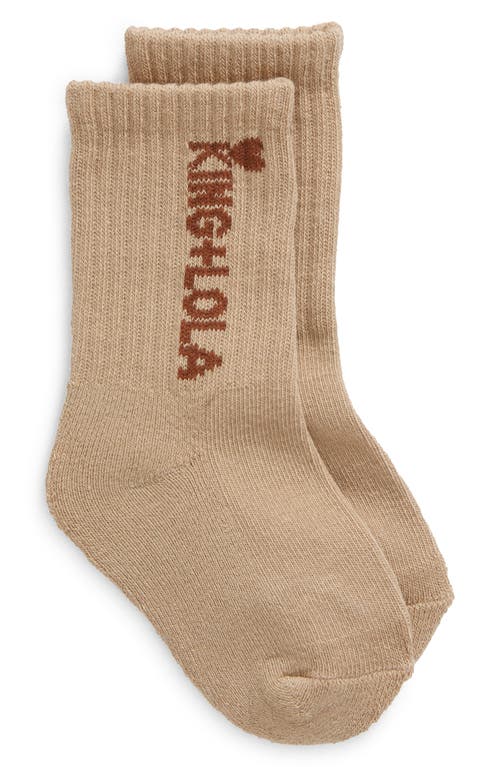 King + Lola Kids' Logo Socks Khaki at Nordstrom, Y