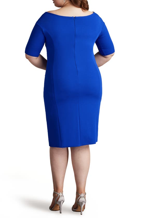 Tadashi Shoji Plus Size Pleated Faux-wrap Crepe Midi Dress In Mystic Blue