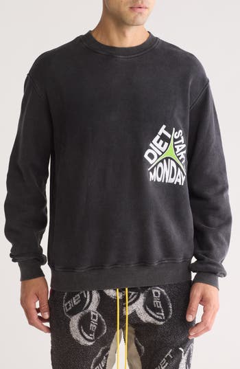 Diet Starts Monday Star Logo Crewneck Sweatshirt In Vintage Black