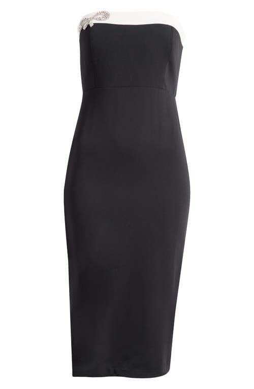 Shop Cece Contrast Strapless Dress In Rich Black/white