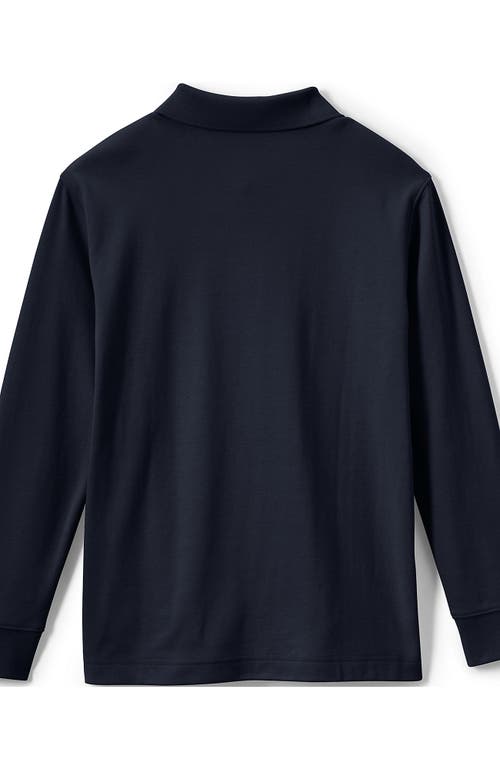 Shop Lands' End School Uniform Kids Long Sleeve Interlock Polo Shirt In Classic Navy