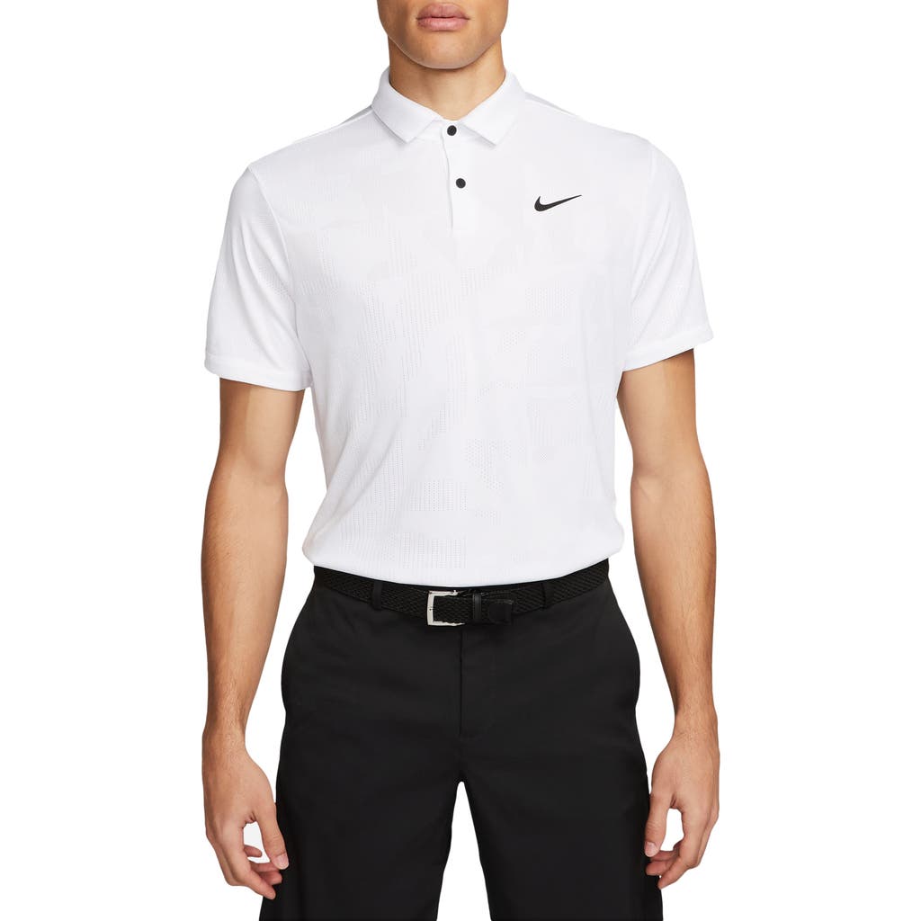 Nike Golf Dri-fit Tour Jacquard Golf Polo In White/black