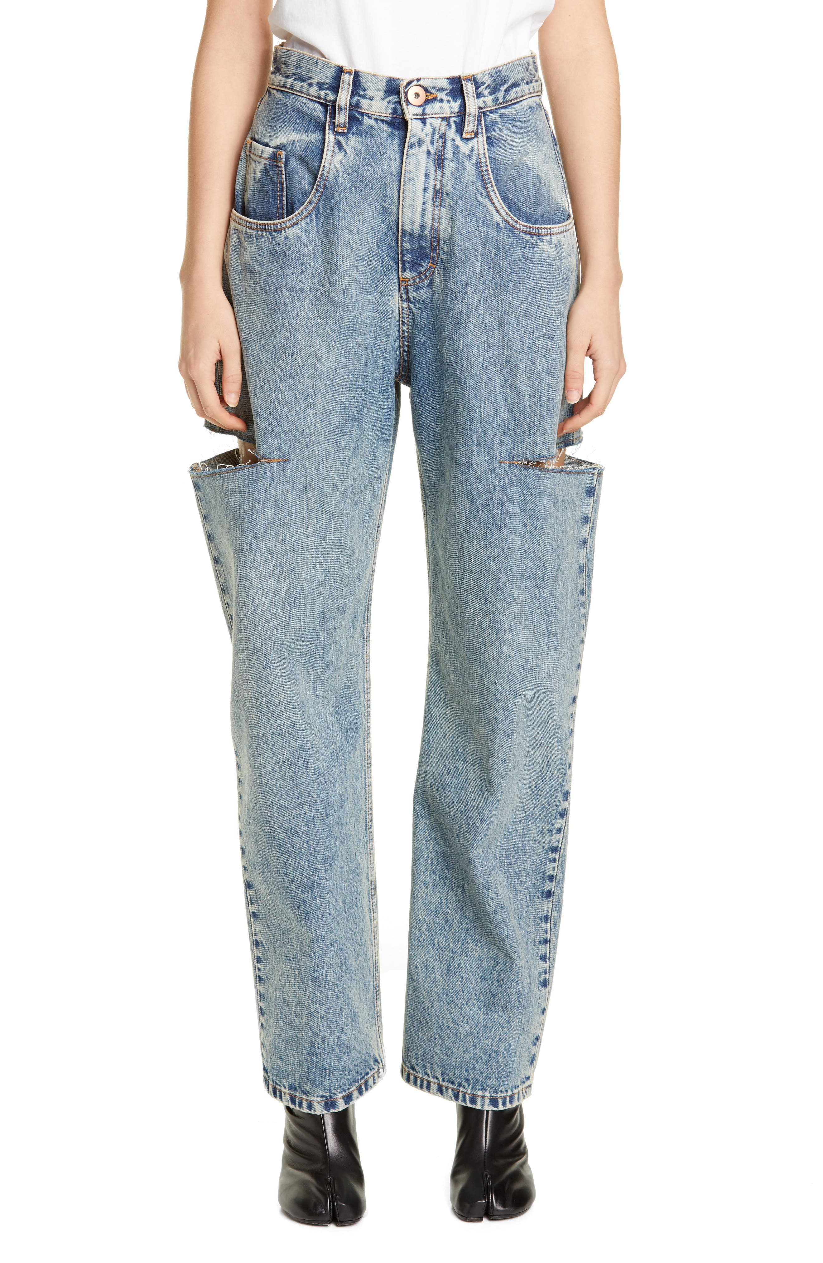 Maison Margiela Side Slit Wide Leg Jeans | Nordstrom