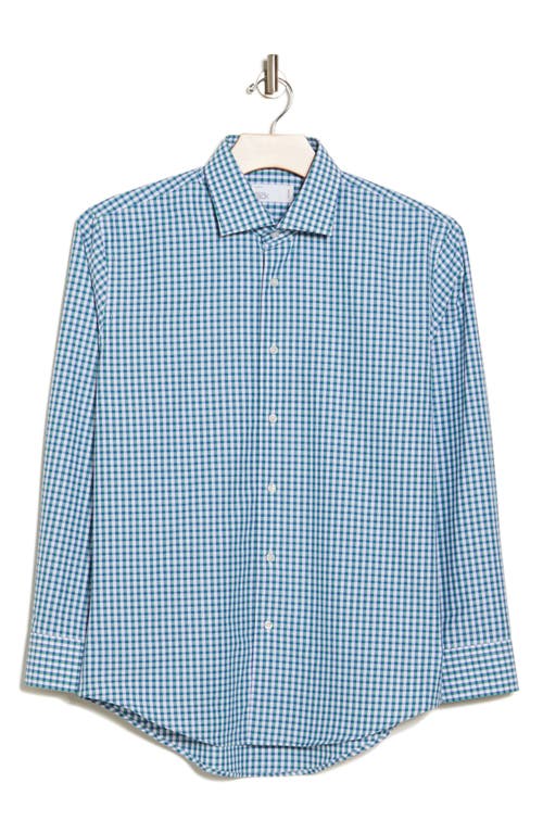 Shop Nordstrom Rack Curlew Check Trim Fit Button-up Dress Shirt In White- Green Curlew Check