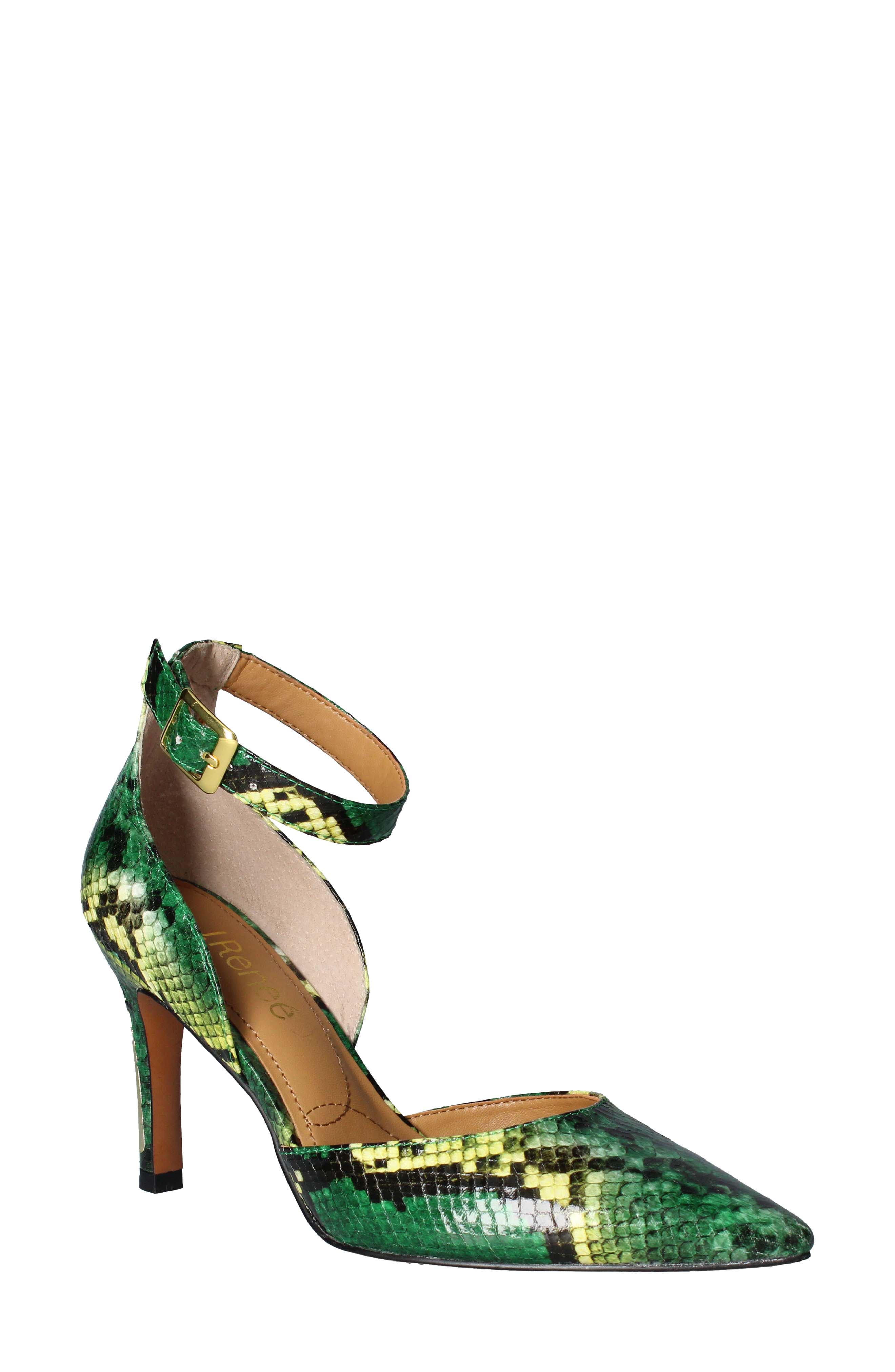 green floral pumps