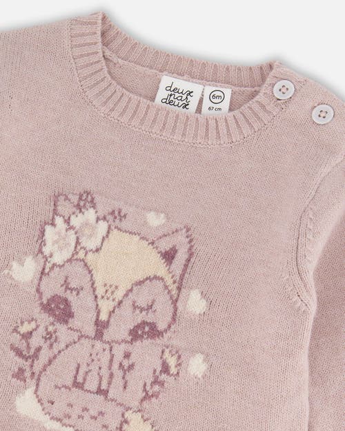 Shop Deux Par Deux Baby Girl's Fox Intarsia Top And Knitted Pant Set Woodrose