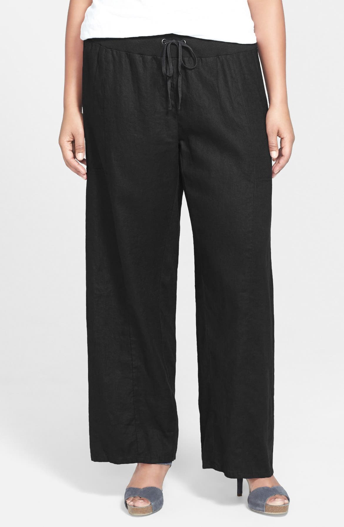Eileen Fisher Wide Leg Organic Linen Pants (Plus Size) | Nordstrom