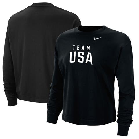 Women's Nike  Black Team USA Long Sleeve Boxy T-Shirt