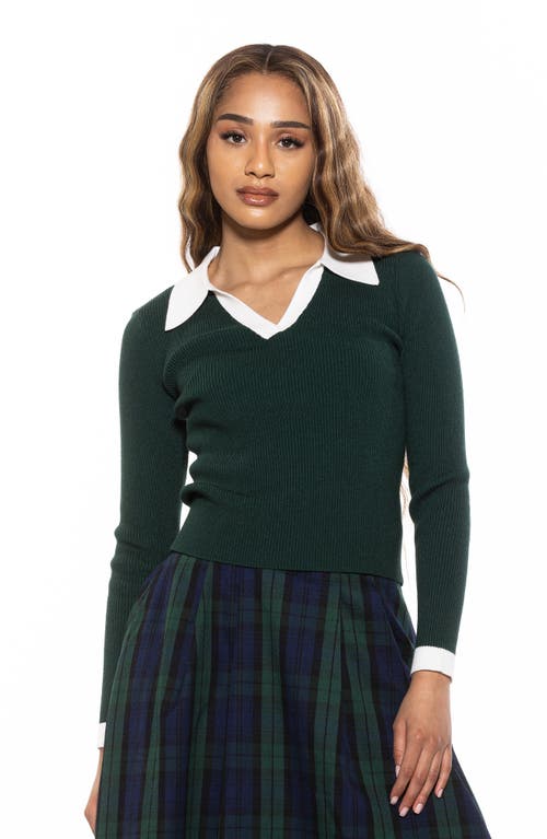 Alexia Admor Women's Johnny Collar Rib Knit Top In Emerald