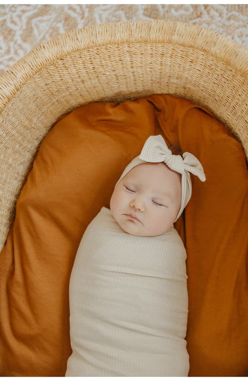 Copper Pearl Moonstone Rib Swaddle Blanket In White