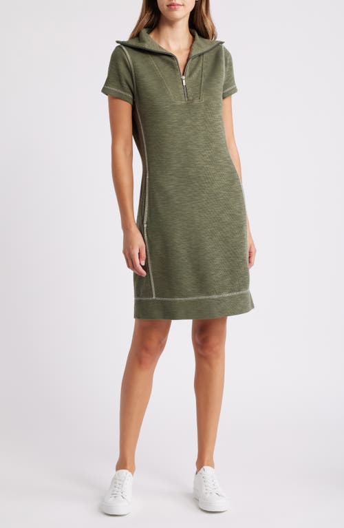 Shop Tommy Bahama Tobago Bay Half Zip Dress In Banana Leaves