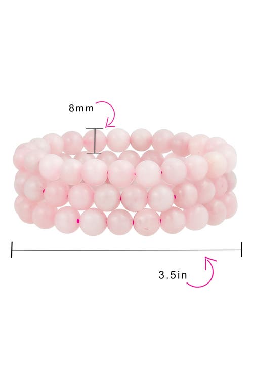 Bling Jewelry Set Of 3 Semiprecious Stone Beaded Stretch Bracelets In Light Pink