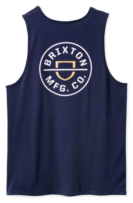 Shop Brixton Crest Graphic Tank In Washed Navy/ Off White