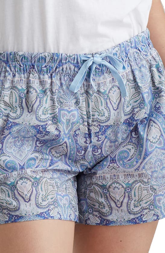 Shop Papinelle Nahla Cotton Boxer Pajama Shorts In Crystal Blue