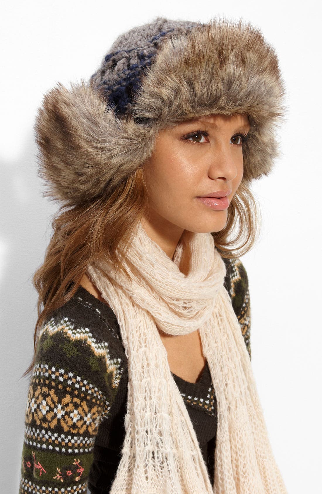 Free People 'Jenny' Wool Trapper Hat with Faux Fur Trim Nordstrom