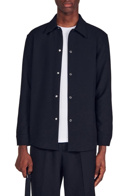 Shop Sandro Long-sleeved Jersey Shirt In Black