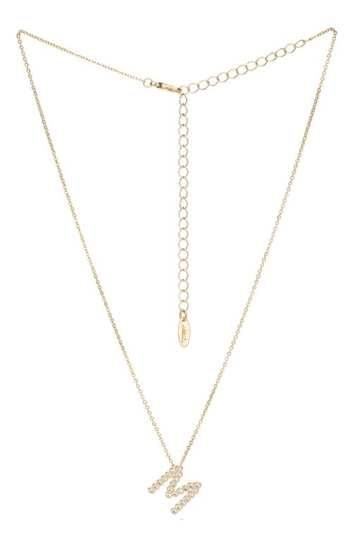 Crystal Initial Pendant Necklace in Gold- M