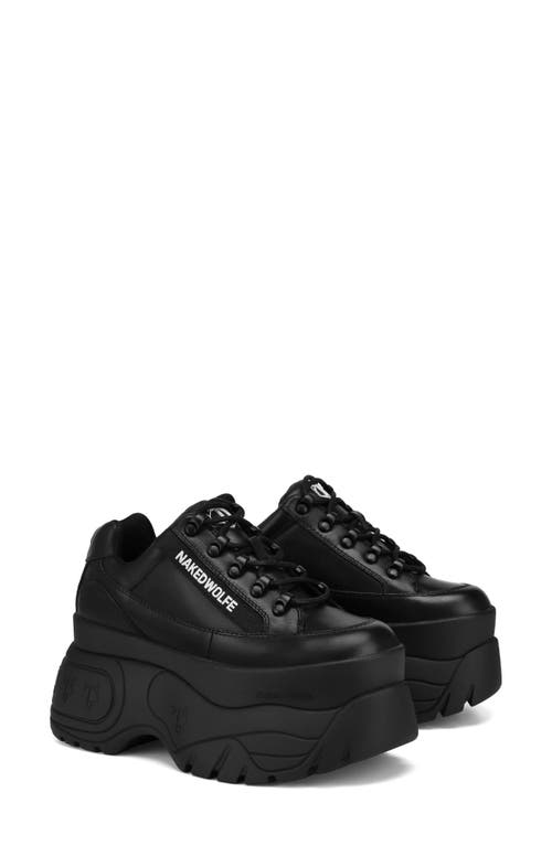 Sprinter Platform Sneaker in Black-Cow Leather