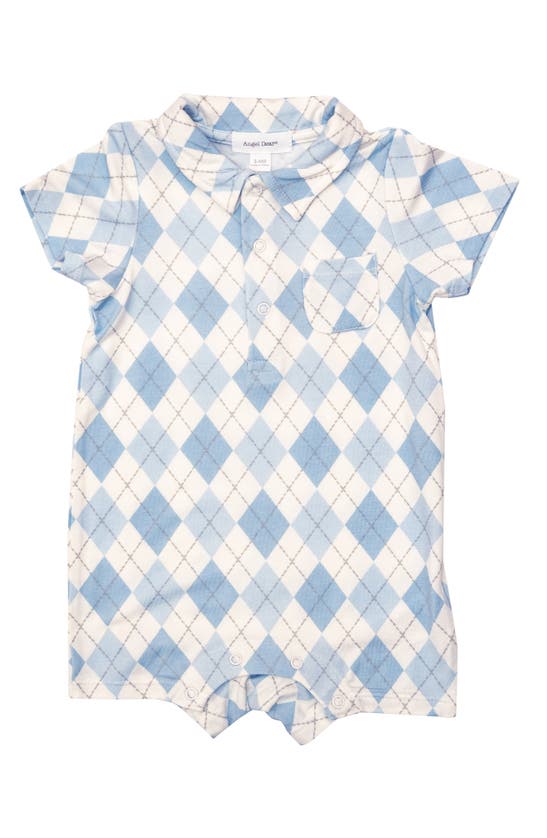 Angel Dear Babies' Argyle Polo Romper In Blue