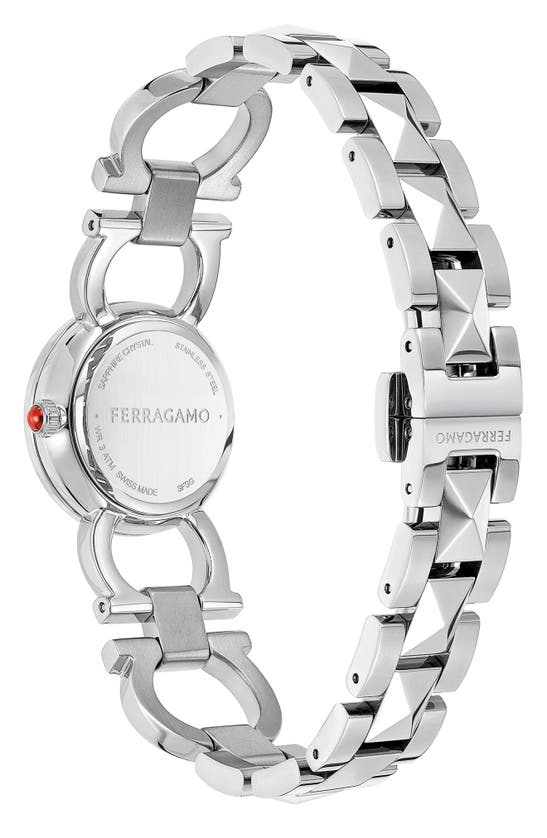 Shop Ferragamo Double Gancio Bracelet Watch, 25mm In Stainless Steel