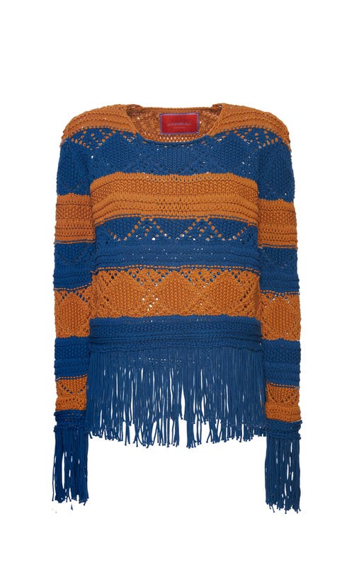 La Doublej Cotton-blend Striped Playa Sweater In Blue Petrol