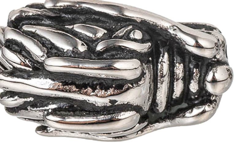 Shop Eye Candy Los Angeles Dragon Head Titanium Cuff Bracelet In Silver