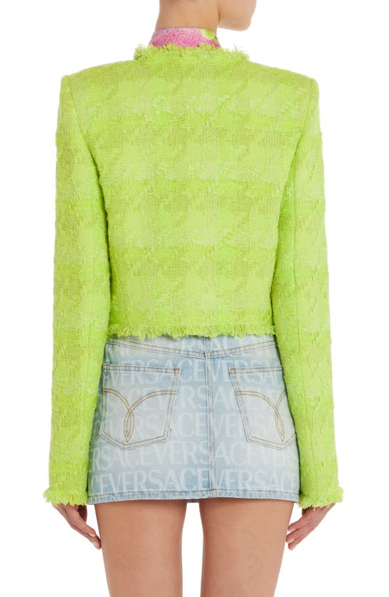VERSACE MACROCHECK METALLIC TWEED CROP JACKET