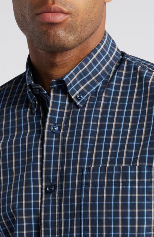 Nordstrom Trim Fit Check Stretch Button-down Shirt In Navy- Teal Tay Check