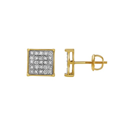 Luvmyjewelry Zenith 10k Yellow Gold Cluster Diamond Unisex Earrings In 10k Yellow Gold
