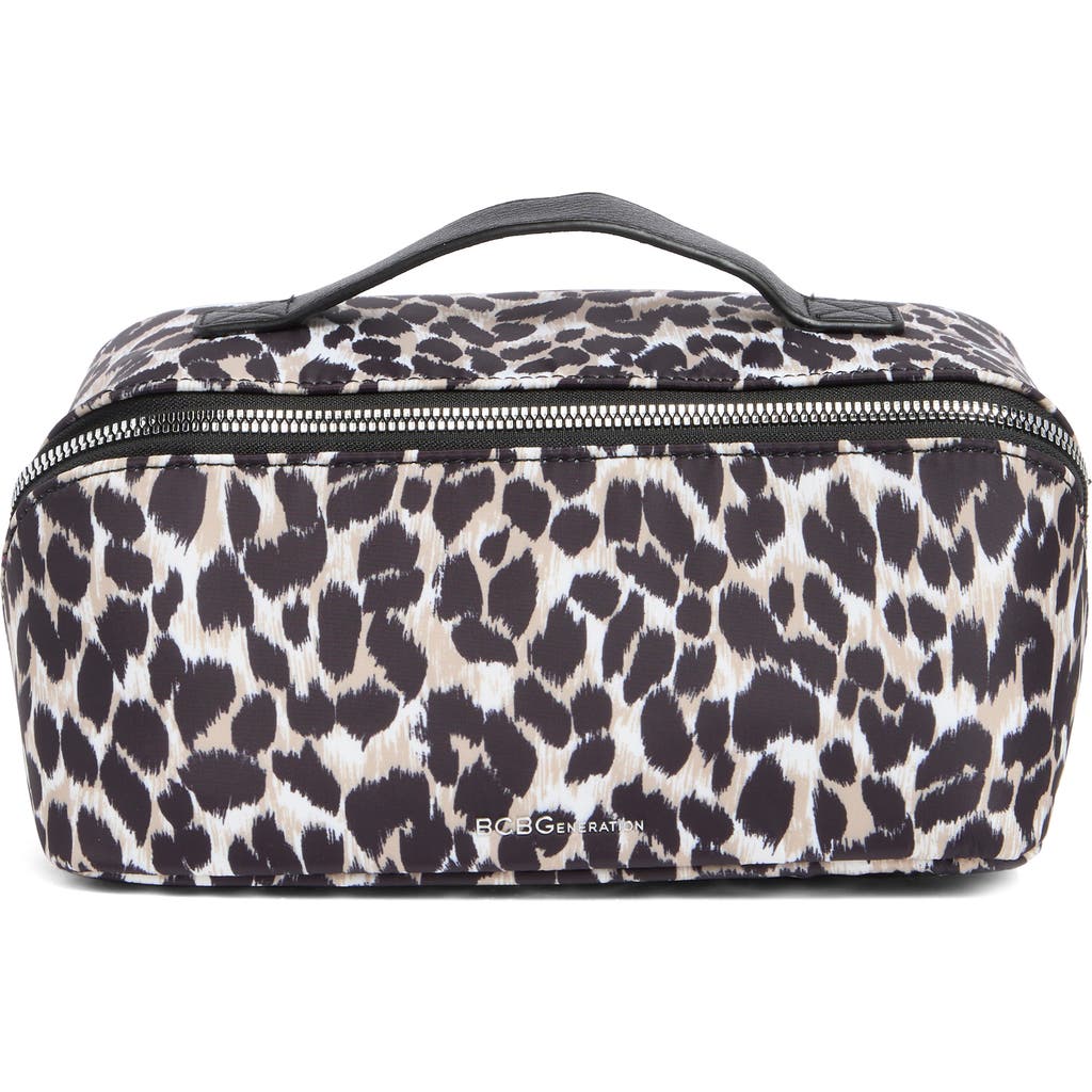 Bcbg Fold Out Cosmetic Case In Tan Leopard