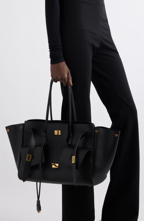 Shop Balenciaga Medium Bel Air Calfskin Leather Tote In 1000 Black