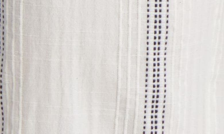Shop Vero Moda Embroidered Stripe Cotton Wide Leg Pants In Birch/ Navy Blazer